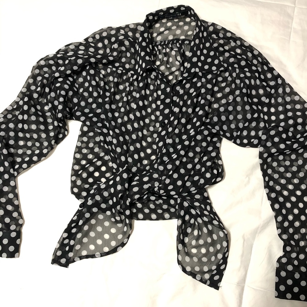 • polka dot sheer top •
